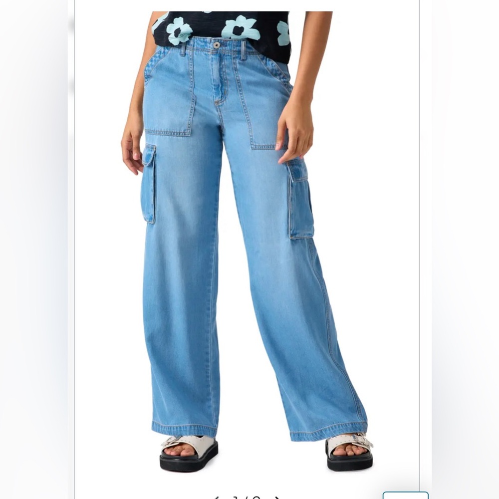 Women's Light Blue Cargo Jeans